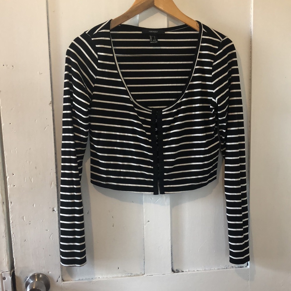 Forever 21 striped clasp crop top